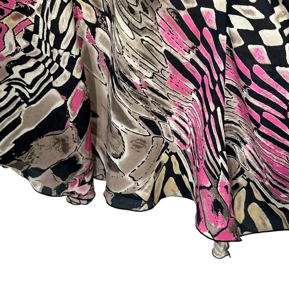 Vtg Y2k 2000s Bias Cut Abstract Midi Skirt Sz S/M… - image 8